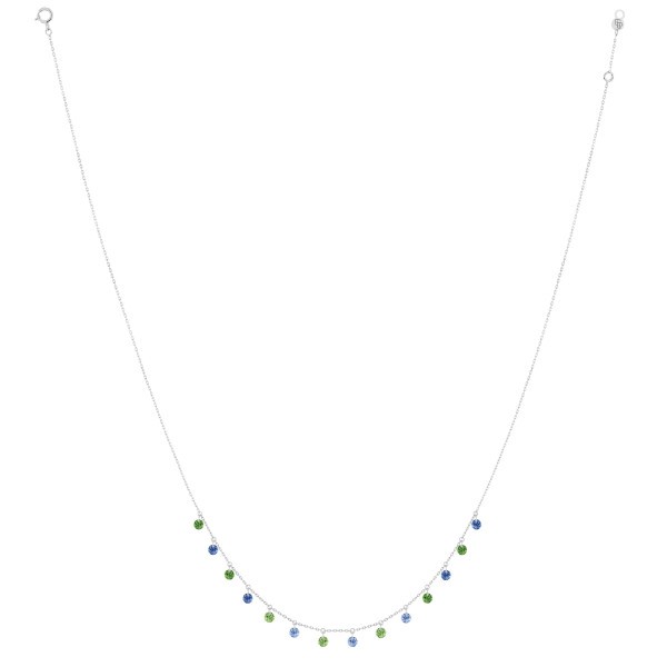 Collier La Brune et La Blonde Confetti Rio en or blanc saphirs bleus et tsavorites 1,80 carat - Full