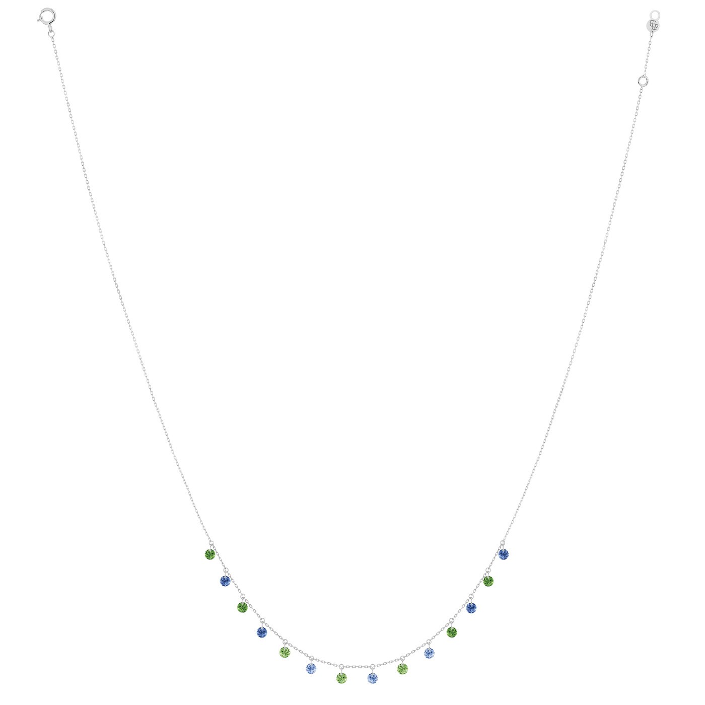 Collier La Brune et La Blonde Confetti Rio en or blanc saphirs bleus et tsavorites 1,80 carat - Full