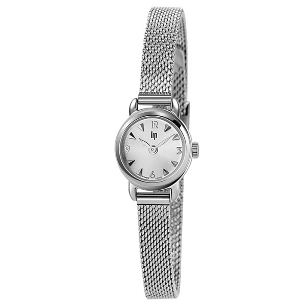 Montre Lip Henriette quartz cadran argent bracelet maille milanaise 18,5 mm