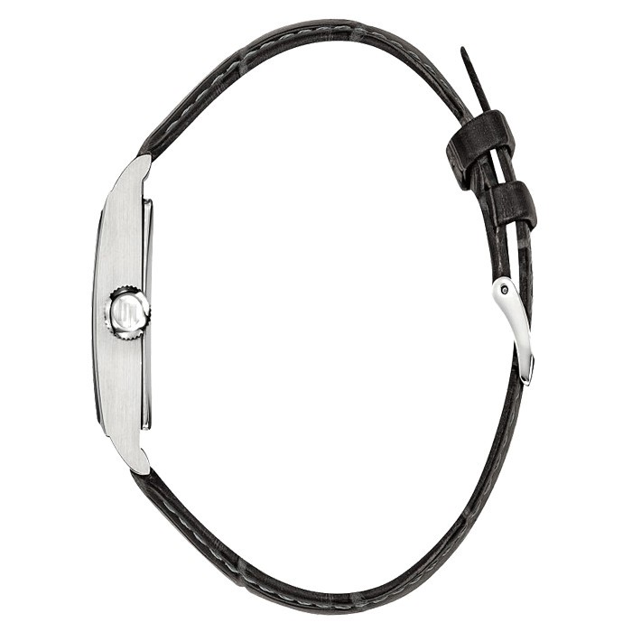 Montre Lip Churchill T18 quartz cadran argent bracelet cuir gris