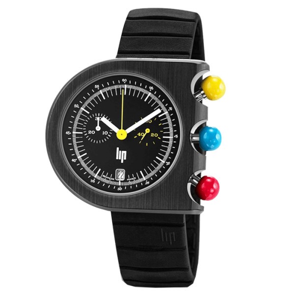 Montre Lip Mach 2000 Chronographe quartz cadran noir bracelet caoutchouc noir