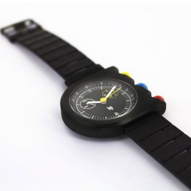 Montre Lip Mach 2000 Chronographe quartz cadran noir bracelet caoutchouc noir