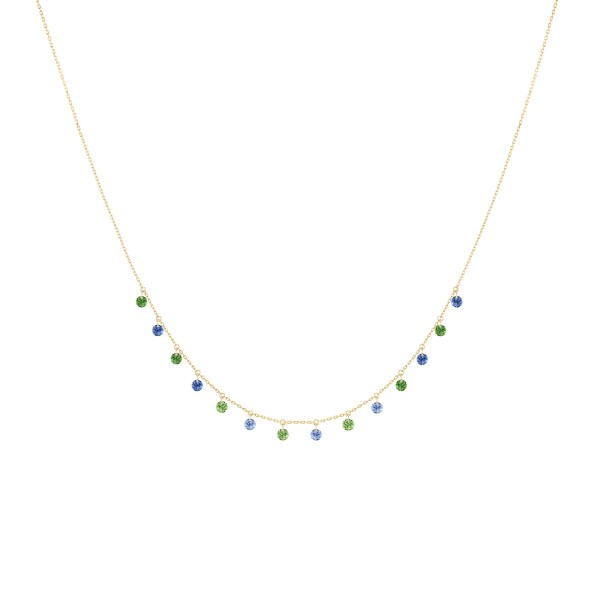 Collier La Brune et La Blonde Confetti Rio en or jaune saphirs bleus et tsavorites 1,80 carat - Soldat_PL