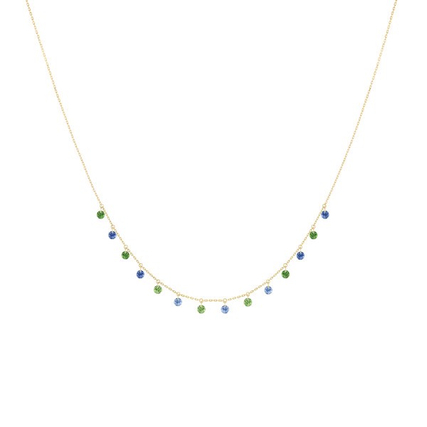 Collier La Brune et La Blonde Confetti Rio en or jaune saphirs bleus et tsavorites 1,80 carat