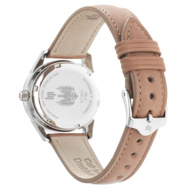 Montre Lip Himalaya quartz cadran argent bracelet cuir beige 29 mm