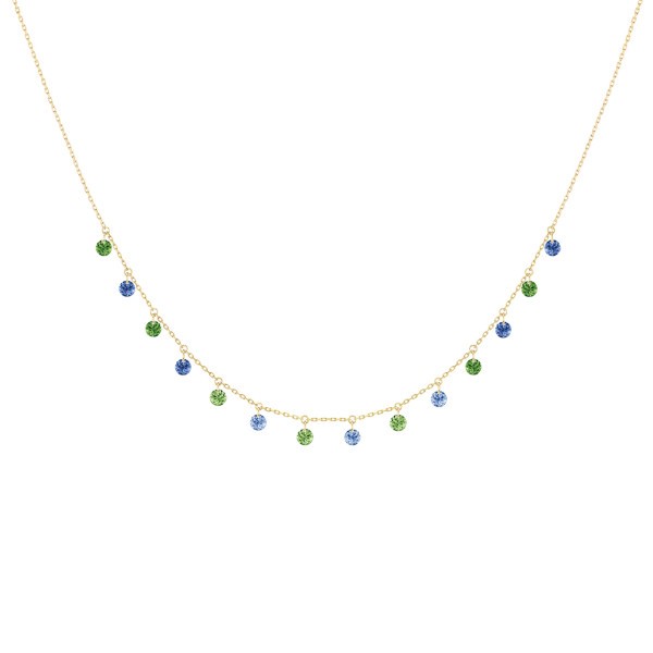 Collier La Brune et La Blonde Confetti Rio en or jaune saphirs bleus et tsavorites 1,80 carat - Zoom