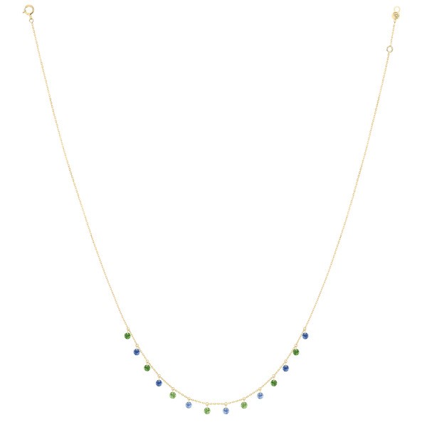 Collier La Brune et La Blonde Confetti Rio en or jaune saphirs bleus et tsavorites 1,80 carat - Full