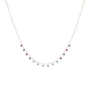Collier La Brune et La Blonde Confetti Venise en or rose et pierres précieuses 1,80 carat