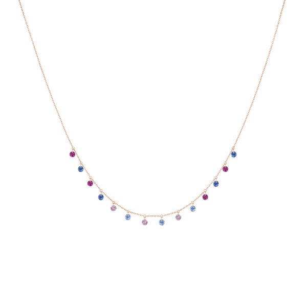 Collier La Brune et La Blonde Confetti Venise en or rose et pierres précieuses 1,80 carat