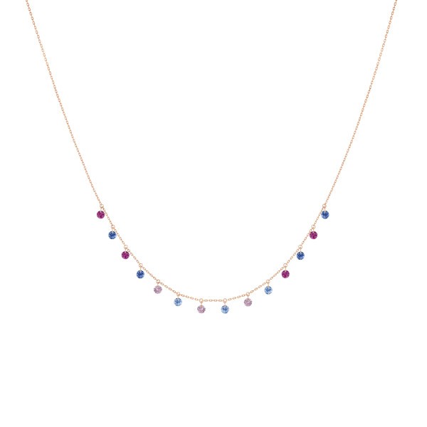 Collier La Brune et La Blonde Confetti Venise en or rose et pierres précieuses 1,80 carat - Soldat_PL