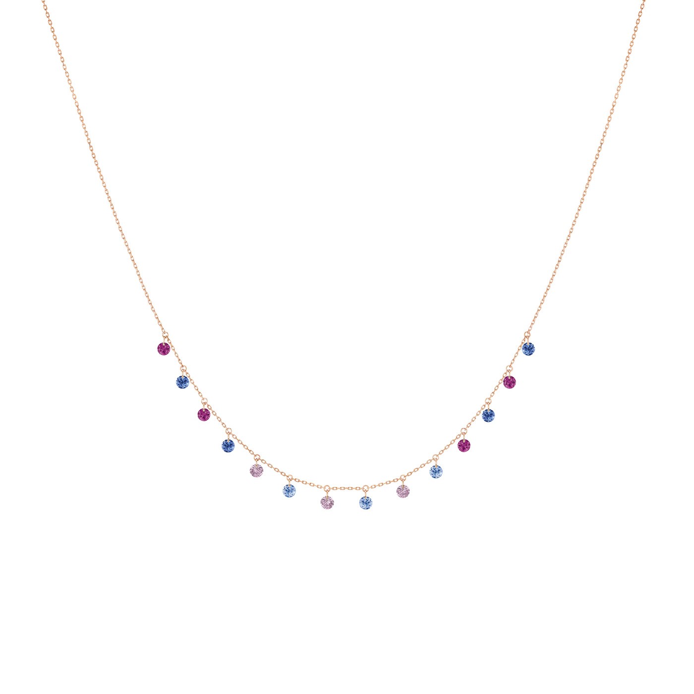 Collier La Brune et La Blonde Confetti Venise en or rose et pierres précieuses 1,80 carat - Soldat_PL