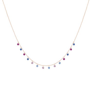 Collier La Brune et La Blonde Confetti Venise en or rose et pierres précieuses 1,80 carat