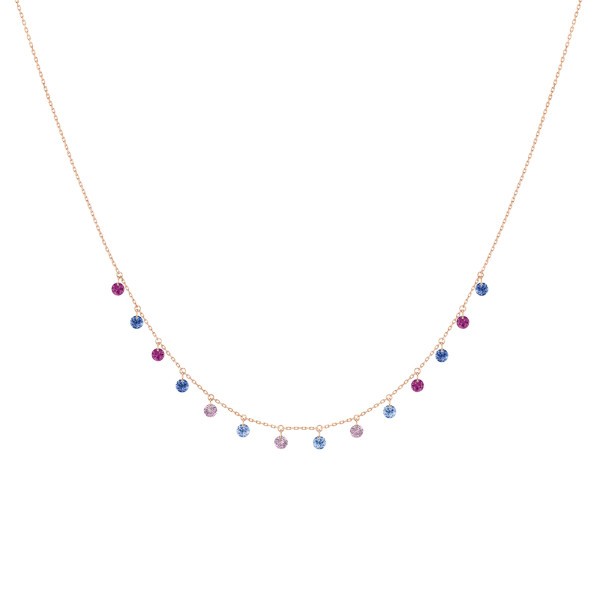 Collier La Brune et La Blonde Confetti Venise en or rose et pierres précieuses 1,80 carat - Soldat