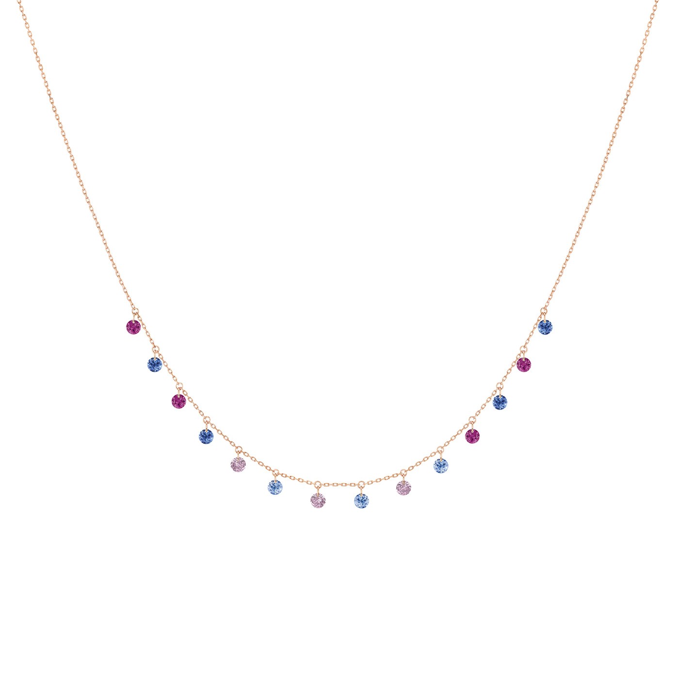 Collier La Brune et La Blonde Confetti Venise en or rose et pierres précieuses 1,80 carat - Soldat