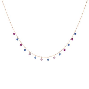 Collier La Brune et La Blonde Confetti Venise en or rose et pierres précieuses 1,80 carat - Zoom