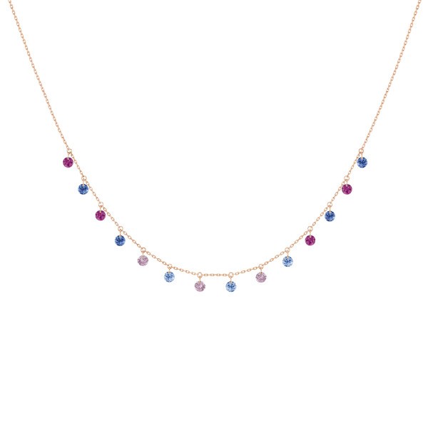 Collier La Brune et La Blonde Confetti Venise en or rose et pierres précieuses 1,80 carat - Zoom