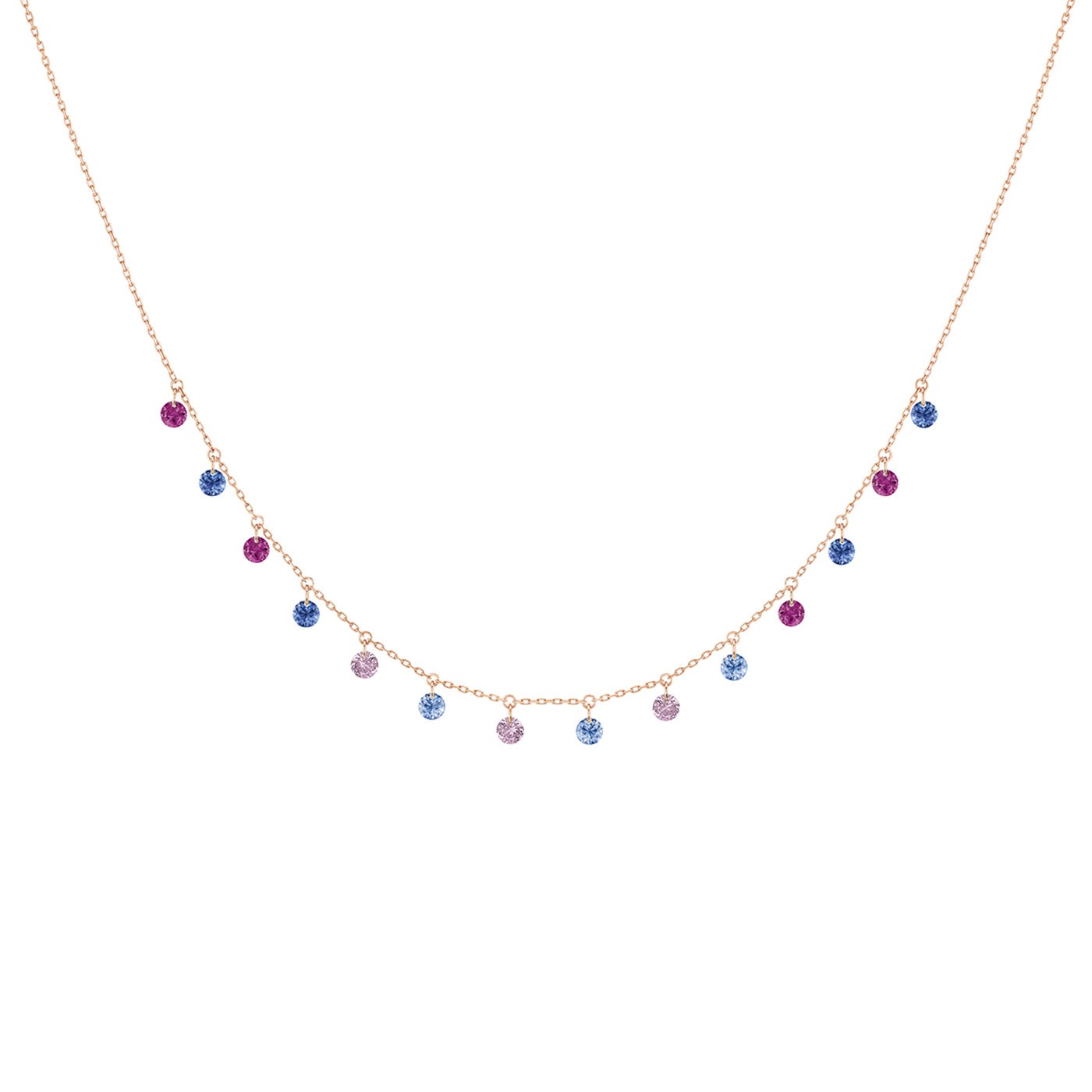 Collier La Brune et La Blonde Confetti Venise en or rose et pierres précieuses 1,80 carat - Zoom