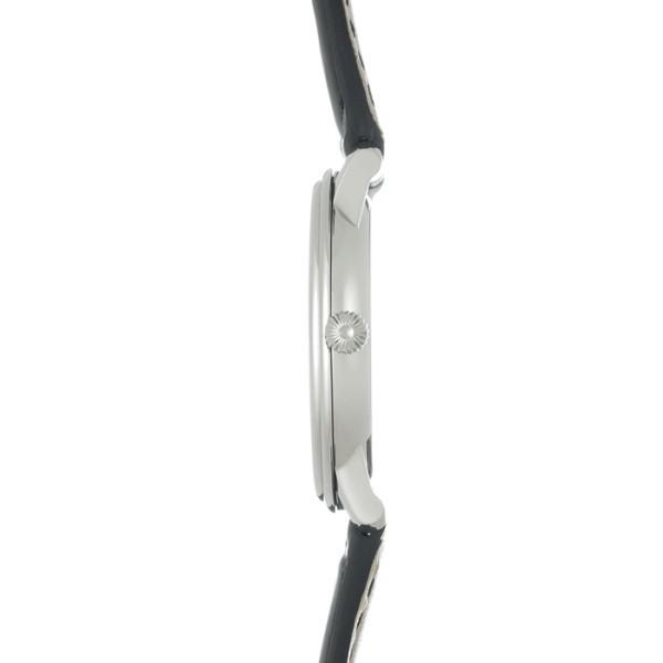 Montre Frédérique Constant Slimline quartz cadran argenté bracelet cuir noir 28,6 mm