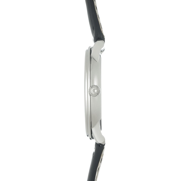 Montre Frédérique Constant Slimline quartz cadran argenté bracelet cuir noir 28,6 mm