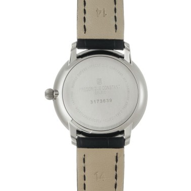 Montre Frédérique Constant Slimline quartz cadran argenté bracelet cuir noir 28,6 mm