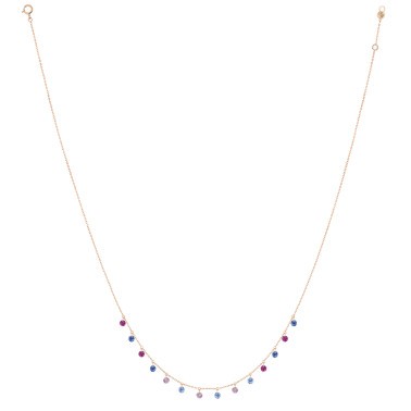 Collier La Brune et La Blonde Confetti Venise en or rose et pierres précieuses 1,80 carat - Full