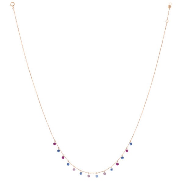 Collier La Brune et La Blonde Confetti Venise en or rose et pierres précieuses 1,80 carat - Full