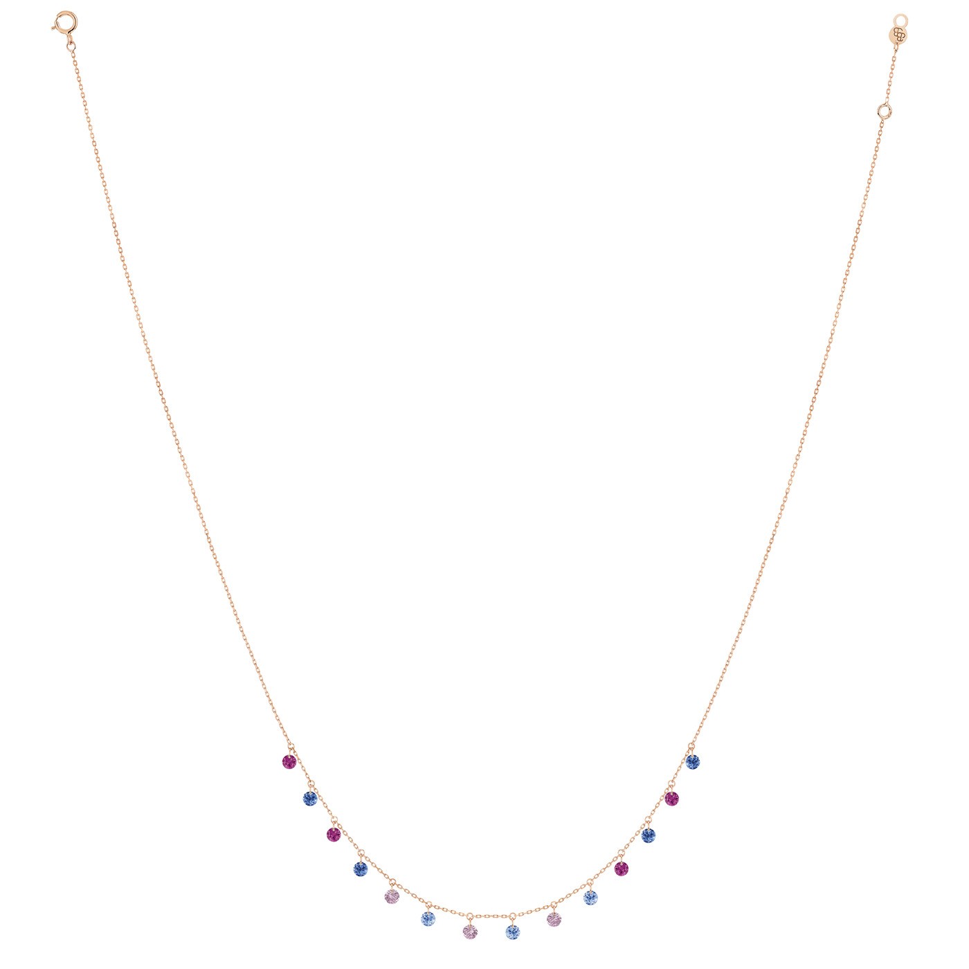 Collier La Brune et La Blonde Confetti Venise en or rose et pierres précieuses 1,80 carat - Full