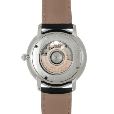 Montre Frédérique Constant Slimline Heart Beat automatique cadran argenté bracelet cuir noir 40 mm