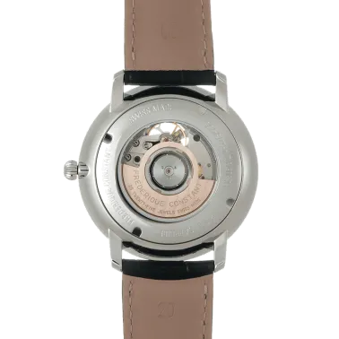 Montre Frédérique Constant Slimline Heart Beat automatique cadran argenté bracelet cuir noir 40 mm