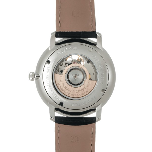 Montre Frédérique Constant Slimline Heart Beat automatique cadran argenté bracelet cuir noir 40 mm