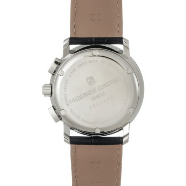 Montre Frédérique Constant Classics chronographe quartz cadran argenté bracelet cuir noir 40 mm