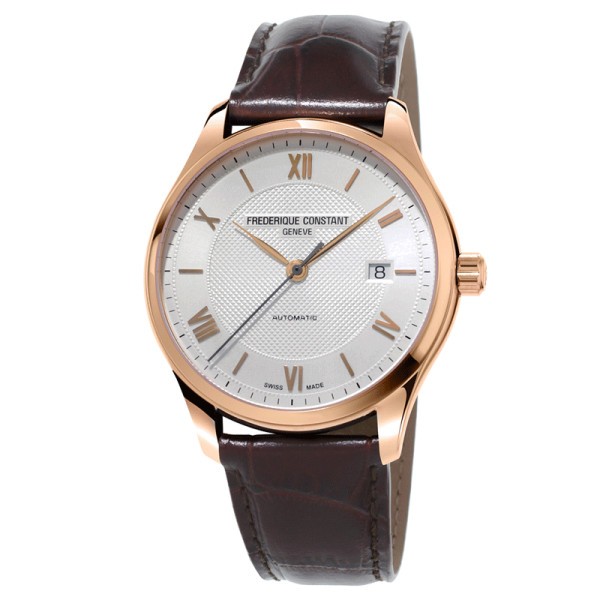 Montre Frédérique Constant Classics automatique cadran argenté bracelet cuir marron 40 mm