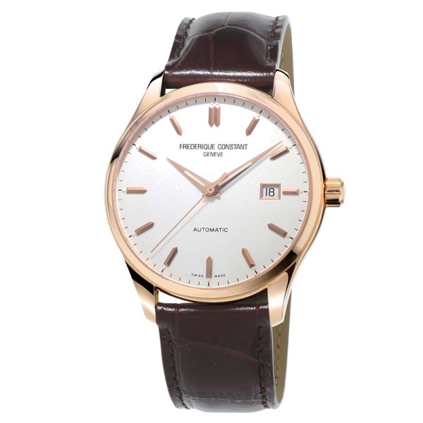 Montre Frédérique Constant Classics automatique cadran argenté et index bracelet cuir marron 40 mm