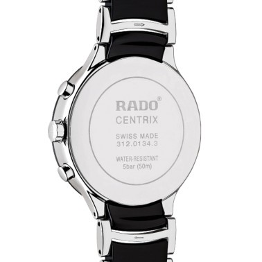 Montre Rado Centrix quartz chronographe cadran noir bracelet céramique noire 40 mm