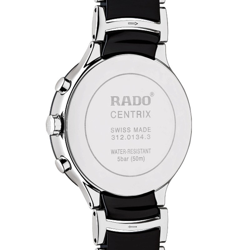 Montre Rado Centrix quartz chronographe cadran noir bracelet céramique noire 40 mm