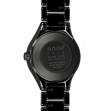 Montre Rado True quartz cadran noir bracelet céramique noire 30 mm R27059712
