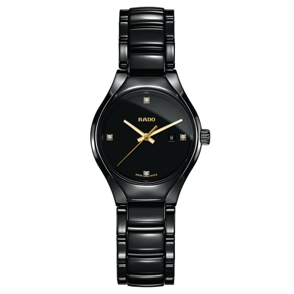 Montre Rado True quartz cadran noir bracelet céramique noire 30 mm R27059712