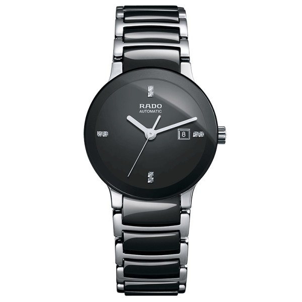 Montre Rado Centrix automatique cadran noir bracelet céramique noire 28 mm