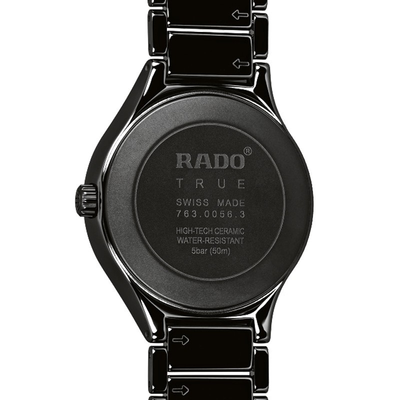 Montre Rado True quartz cadran noir bracelet céramique noire 40 mm