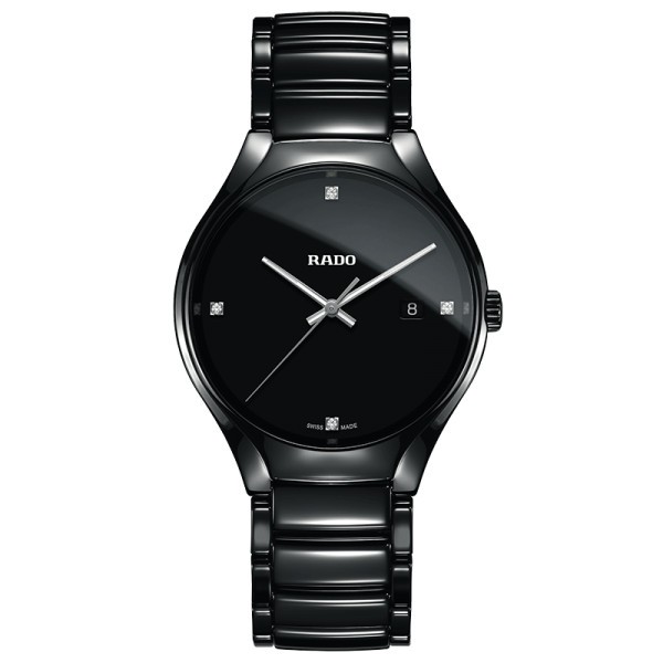 Montre Rado True quartz cadran noir bracelet céramique noire 40 mm R27238722