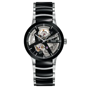 Montre Rado Centrix automatique cœur ouvert bracelet céramique noire 38 mm R30178152