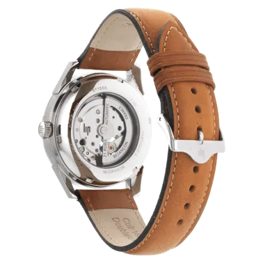 Montre Lip Himalaya Cœur Battant automatique cadran blanc bracelet cuir brun 40 mm