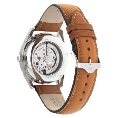 Montre Lip Himalaya Cœur Battant automatique cadran blanc bracelet cuir brun 40 mm
