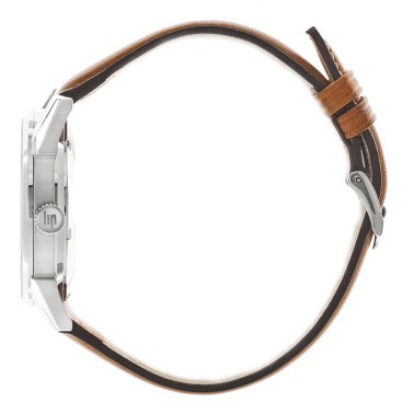 Montre Lip Himalaya Cœur Battant automatique cadran blanc bracelet cuir brun 40 mm
