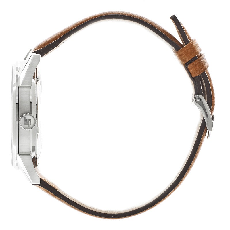Montre Lip Himalaya Cœur Battant automatique cadran blanc bracelet cuir brun 40 mm
