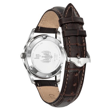 Montre Lip Himalaya quartz cadran argent bracelet cuir marron 35 mm