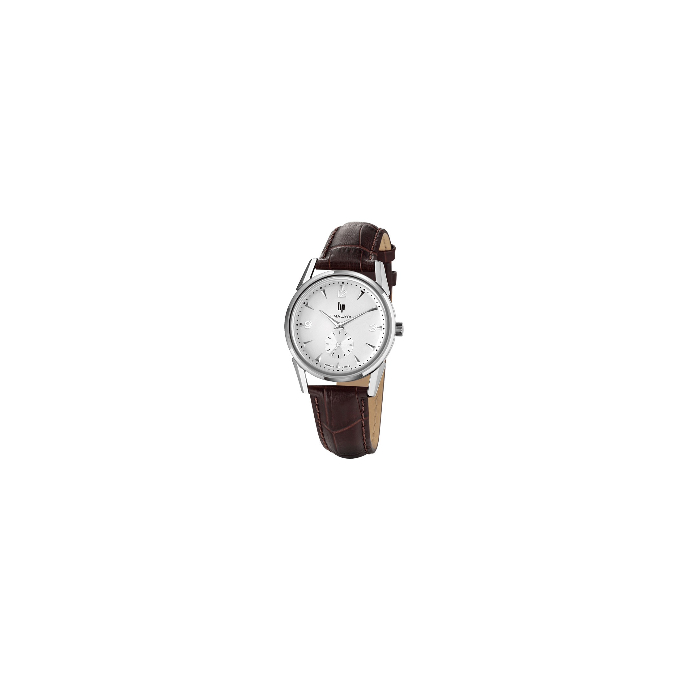 Lip Himalaya quartz steel brown leather watch 35 mm 671041 Lepage