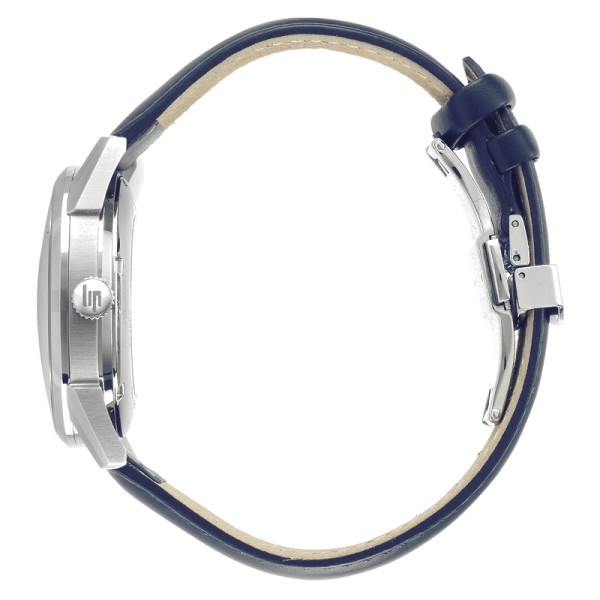 Montre Lip Himalaya Réserve de Marche automatique cadran blanc bracelet cuir bleu 40 mm