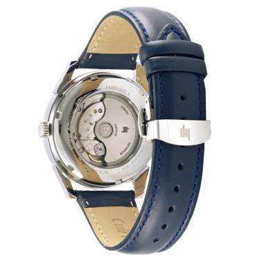 Montre Lip Himalaya Réserve de Marche automatique cadran blanc bracelet cuir bleu 40 mm