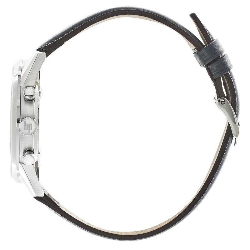 Montre Lip Himalaya Chronographe quartz cadran blanc bracelet cuir bleu 40 mm